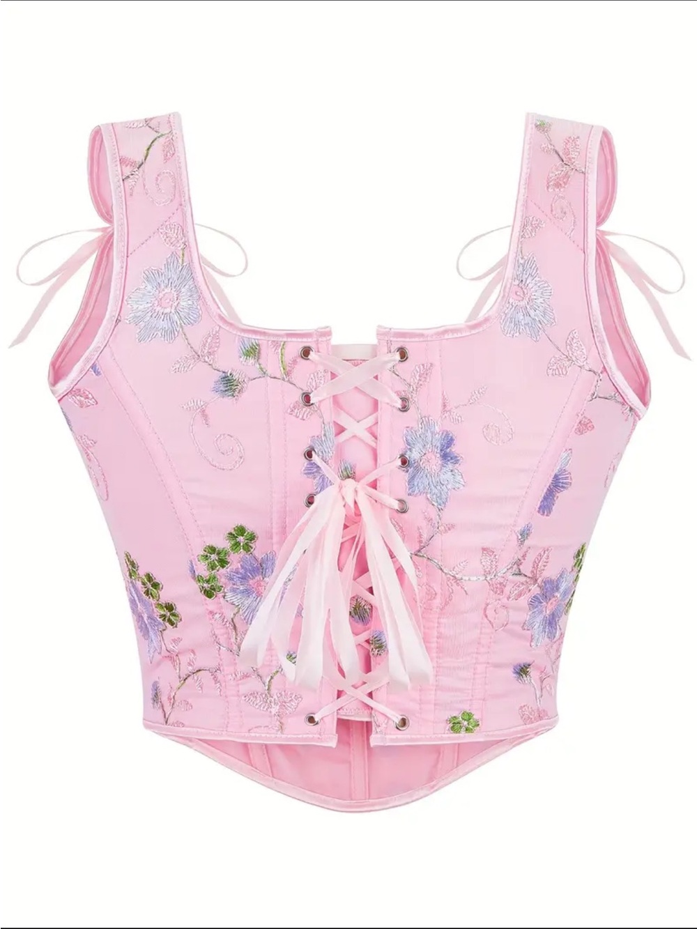 NWOT Pink Embroidered Corset Tank Top Women’s Medium - Picture 13 of 16